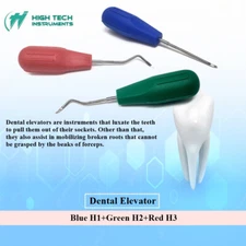 Set of 3 Dental Surgical Elevator Root Extraction Luxating Teeth Tool H1+H2+H3