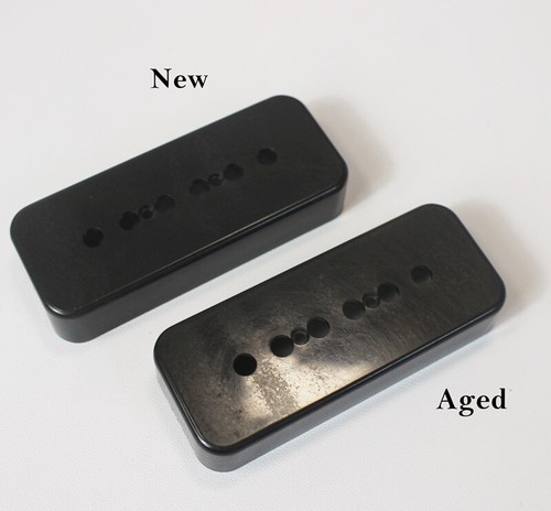 Aged P90 Dog Ear Soapbar Pickup Covers (2) Black 50mm - Picture 5 of 6
