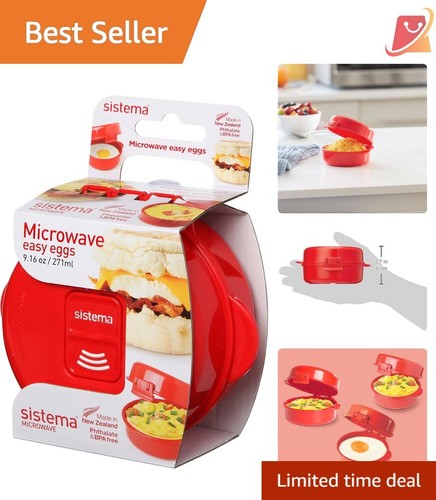 Microwave Egg Cooker Plastic 271ml Steam Vent Poacher Easy Breakfast Maker