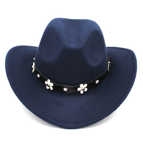 Kids Girls Western Cowboy Hat Cowgirl Cap w/ Flower Leather Belt for Dress-up - Picture 17 of 29