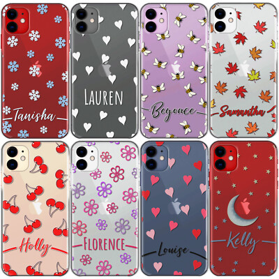 Personalisierte Handy Hülle für Huawei Y6/Y6s/Y7/Y9 Initiale Blume/Herz Klar Cover
