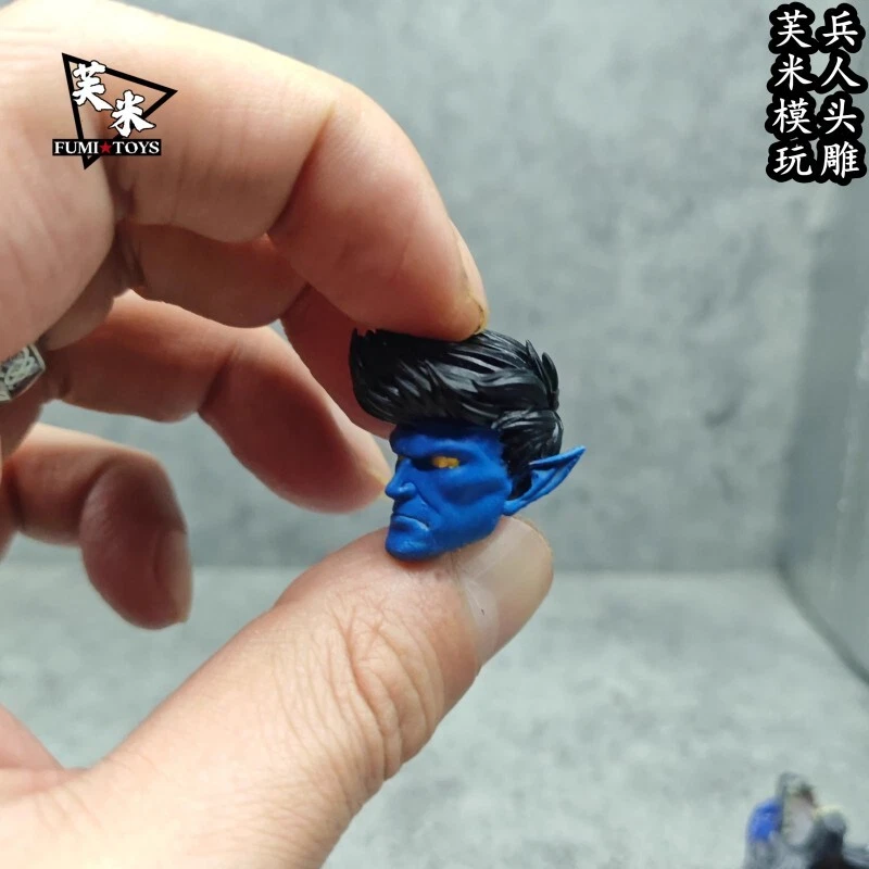 Modelo de talla de cabeza de rastreador nocturno de piel azul escala 1/6 1/12 para cuerpo de figura de acción Foto 3 de 3