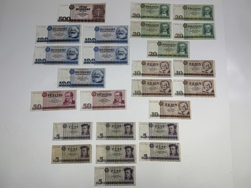 SAMMLUNG 25 Stk BANKNOTE DDR 1.285,00 OSTMARK MARK Geldscheine 1971/1975/1985