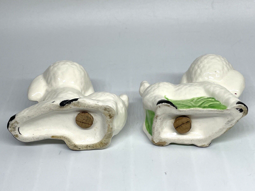 Vintage Ceramic Lamb Salt Pepper Shakers With Corks Japan Easter Spring - Picture 3 of 7