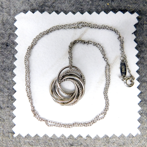 Annamate 90th Birthday .925 Sterling Silver Necklace w/9 Rings & Box Used? - Picture 5 of 8