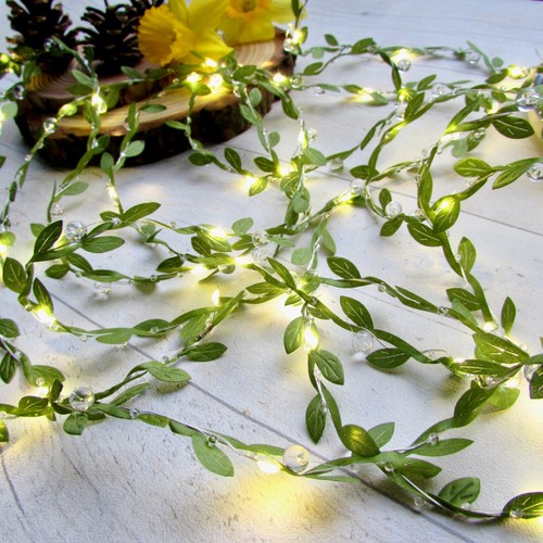 Crystal & Leaf Fairy Lights - vine garland, battery. 2m - 10m sizes. Handmade. - Picture 8 of 10