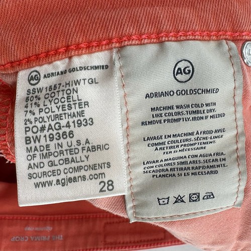AG Adriano Goldschmied Jeans Womens Sz 28 Prima Cigarette Crop Denim Orange - Picture 8 of 11