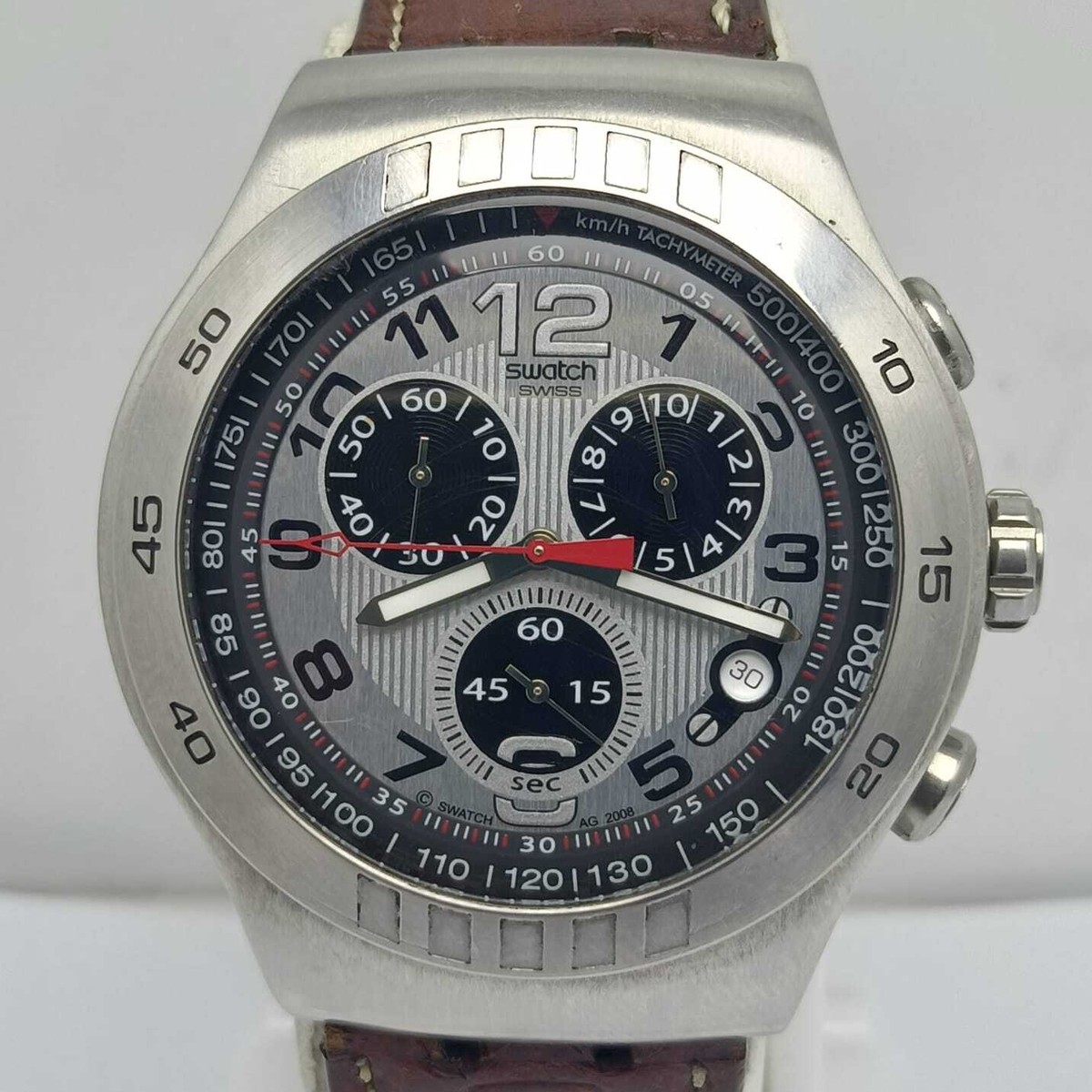 Swatch Irony Swiss Quartz Panda Face Chronograph V8 Sports Watch