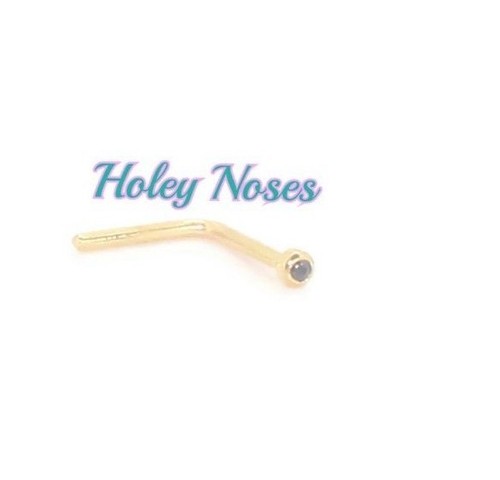 18ct Yellow Gold 1mm Black crystal Nose Stud ring pin bone Petite Body jewellery - Picture 2 of 6