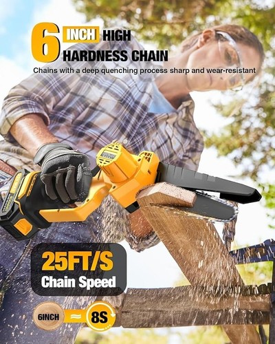 Mini Chainsaw 6 Inch Cordless, 900W Electric Cordless Chainsaw with Automatic - Picture 19 of 24