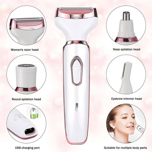 Cordless 4 in 1 Electric Lady Shaver Rechargeable Painless Razor Bikini Trimmer - Picture 4 of 12