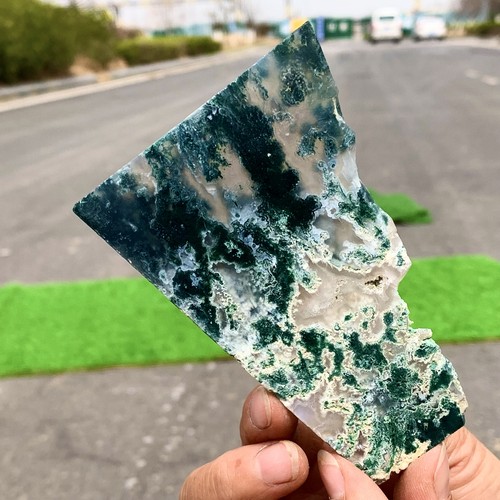 94G Fetta di Agata Muschio Naturale Cristallo Quarzo Minerale Decorare Energia Guarigione - Foto 21 di 23