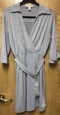 Jonathan Martin Grey 3/4 Sleeve Knee Length Belted Career Dress 14 XL
