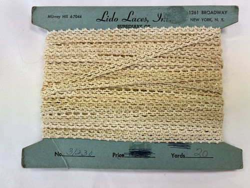 Antique Cotton 1/4" Trim. Beige Discolored in places. By the Yard - Picture 2 of 2