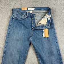 H M Jeans Mens Size 33x33 Medium Wash Relaxed Fit 100 Cotton Button Fly NWT