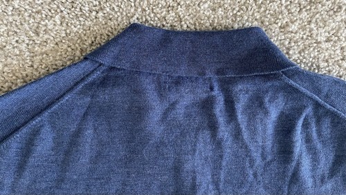 New Mens 346 Brooks Brothers 100% Merino Wool Long Sleeve Polo Sweater Blue - XL - Picture 6 of 14