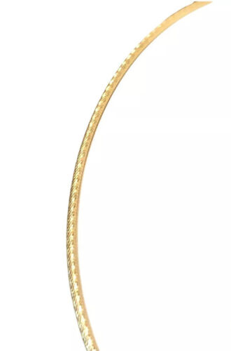 14K Yellow Gold Necklace Signed Au Italy Wire Omega Collar Chain Diamond Cut 16” - Picture 4 of 12