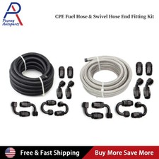20ft 4AN/6AN/8AN/10AN/12AN Braided Fuel Hose Line w/ Swivel Hose End Fitting Kit