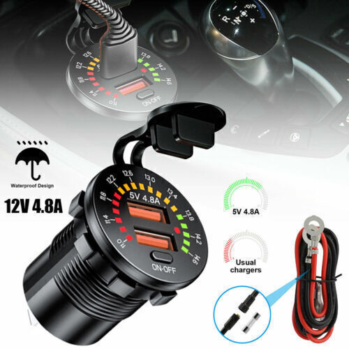 USB Auto Steckdose QC 3.0 Dual KFZ Ladegerät 12V/24V Volt Stecker Einbaubuchse - Bild 8 von 47