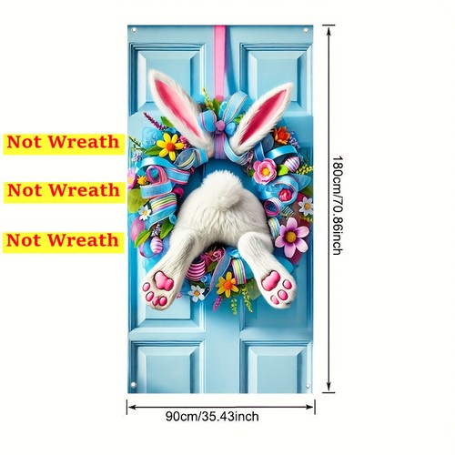 Easter Celebration Bunny Door Banner Door Curtains - Non 3D Wreaths - Picture 4 of 8