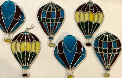 6-Piece Set Stained Glass 6 inch Hot Air Balloons Sun Catchers 9046-6