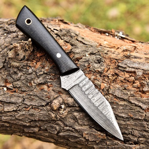 Hnadmade Skinning Hunting Knife Hand Forged Damascus Steel Blade W/ Sheath 2920 - Picture 2 of 4