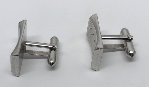 Vintage Rare Swank Cuff Links Rectangular Etched Elegant Silver Tone Cufflinks - Picture 3 of 9