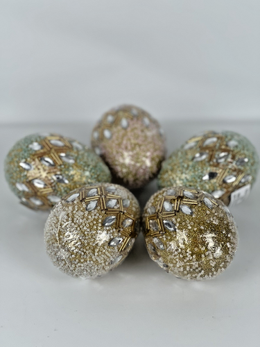 5 Pier 1 Jeweled Eggs Vintage Decor Easter New Wrapped Gold Tone - Picture 7 of 7