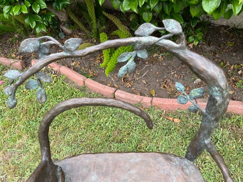 Vintage Unique Art Deco Solid Bronze Chair Signed 1 0f 2 - Picture 9 of 12