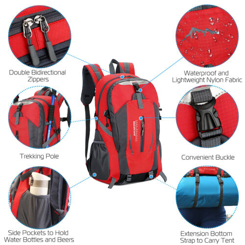 36L Nylon Travel Backpack Waterproof Outdoor Rucksack Men Camping Hiking Bag - Picture 4 of 55