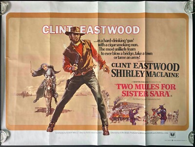 Two Mules for Sister Sara ORIGINAL Quad Movie Cinema Poster Clint Eastwood 1970