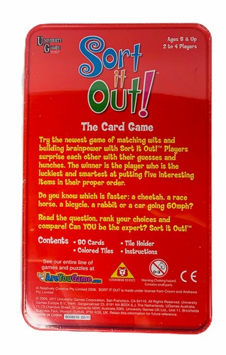 NEW Sort It Out University Games Game in Tin The Game Of Putting Things in Order - Picture 6 of 8