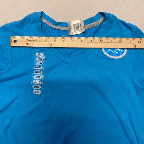 Champion Pro T-Shirt Women's Large Blue Quick Dry Cap Sleeve Pullover V-Neck NEW - Picture 9 of 12