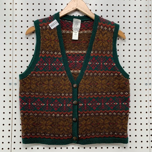 Fisher Hill handgestrickt Wolle Cardigan Weste Pullover Damen mittelbraun 19x22