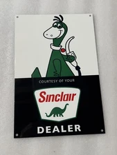 Sinclair Dino Nickel Gasoline MOTOR OIL Gas Vintage Style Steel  Pump Plate Sign