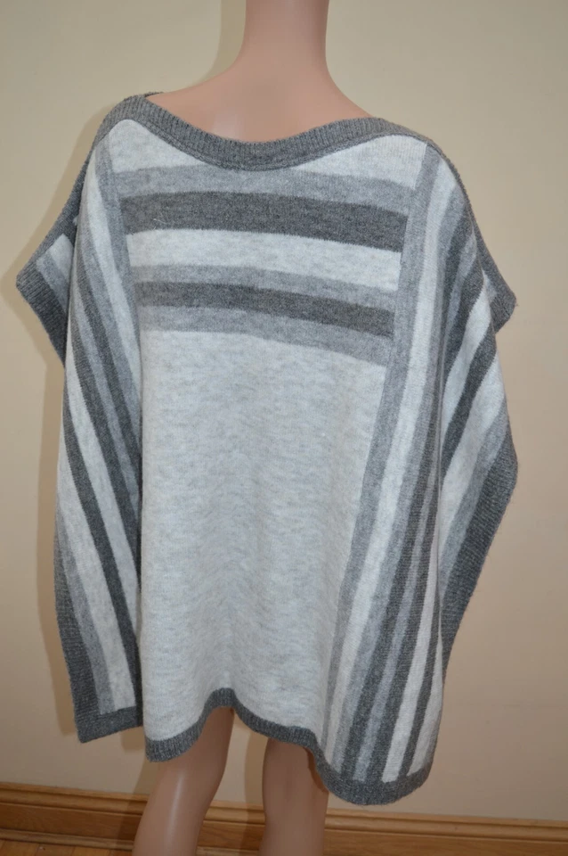 New M&S Per Una Grey Striped Poncho Sz S (UK 8-10) M (UK 12-14) - Image 3 of 3