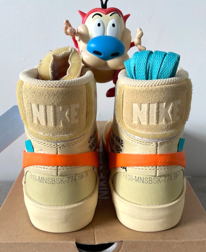 VNDS Nike Off-White Blazer Mid Hallows Eve 6 7,5 W Reaper tela arancione 1 97 90 - Foto 4 di 6