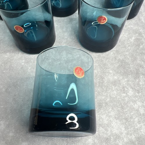 6 Vintage Turquoise Blue Barware Drinking Glasses Set of 6 Made Italy -READ - Picture 10 of 12