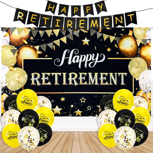 18 PCS Retirement Party Decorations Kit - Happy Retirement Banner, Balloons, 70 - Picture 9 of 12