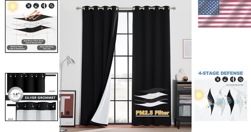 Elegant Blackout Curtains for Living Room - Anti-Dust & Thermal Insulated, 52x95 - Picture 2 of 10
