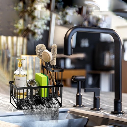 Sponge Holder Organizer for Kitchen Sink Caddy Stainless Steel with Brush Holder - Picture 3 of 5