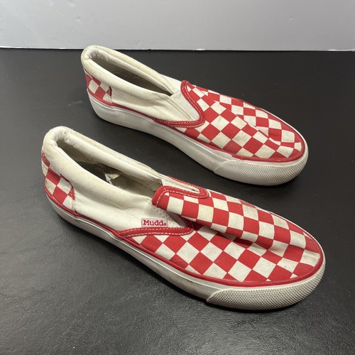 Mudd Shoes Womens 7.5Poppy-197L Slip On Flats Checkered Comfort White Red Canva - Picture 2 of 6