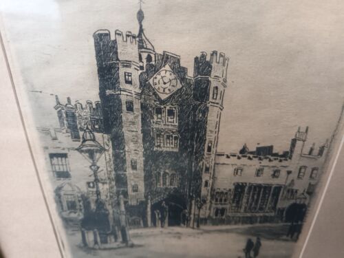 ST JAMES PALACE LONDON ORIGINAL ANTIQUE ETCHING ARTISTS SIGNED PROOF IN FRAME - Picture 4 of 11