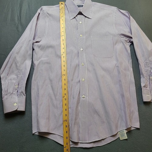 Lands' End Mens Shirt Medium Pink Striped Office Work Career - Picture 4 of 9