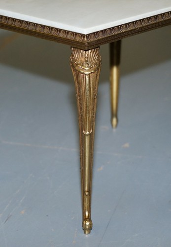 PAIR OF LOVELY CIRCA 1900 FRENCH BRASS FRAMED SIDE TABLES ITALIAN MARBLE TOPS  - Picture 9 of 12