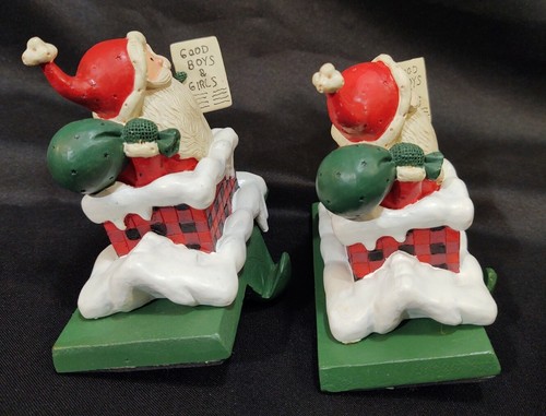 Hallmark Xmas Stocking Hanger Santa Chimney Cast Iron Base Good Boy & Girl List - Picture 7 of 10