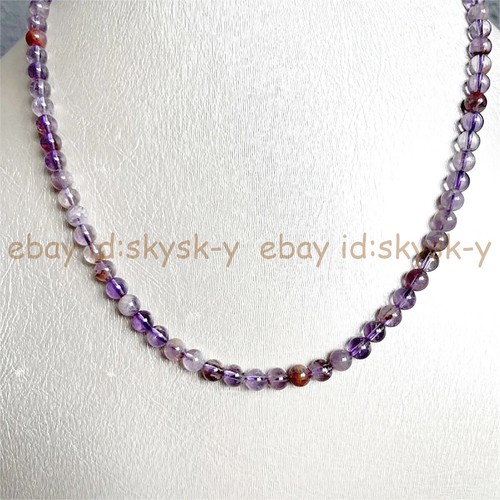 Natural Purple Phantom Ghost Quartz Crystal Round Gems Beads Necklace 14-48'' - Picture 6 of 8