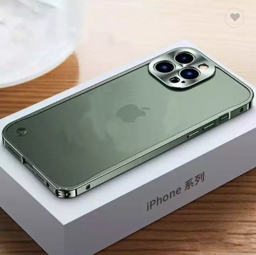 For iPhone 14 13 12 11 Pro Aluminum Metal Bumper Frame Matte Clear Back Case - Picture 8 of 9