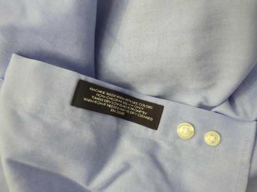 Jos A Bank Button Up Shirt Mens 17 1/2 Blue Traveler's Collection Preppy Casual - Picture 5 of 8