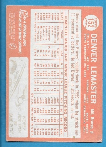 1964 Topps Baseball cards - commons and semi stars - you pick - Afbeelding 152 van 282